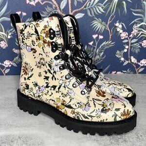 Sanctuary Mode Lace-up Boot In Buttercream Multi Floral Ankle Booties NWOB